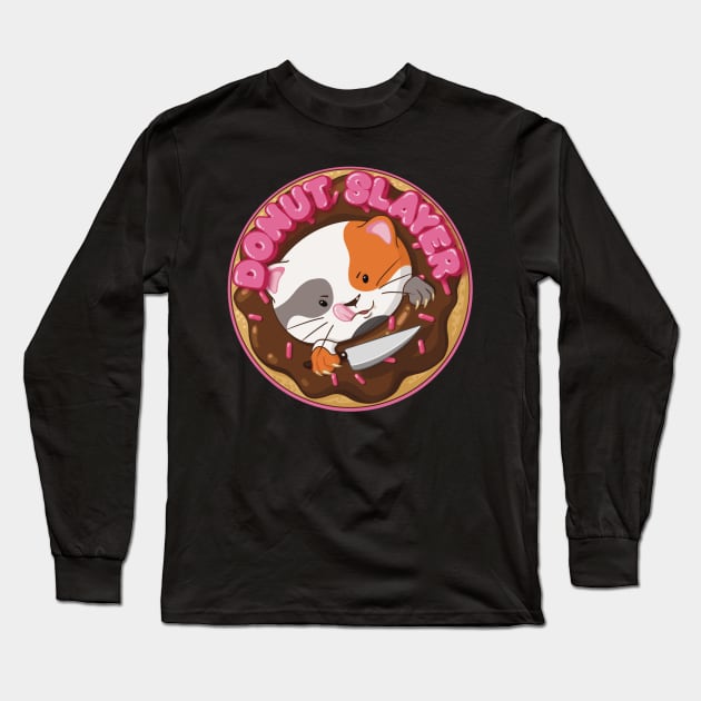 Donut slayer cat Long Sleeve T-Shirt by undersideland